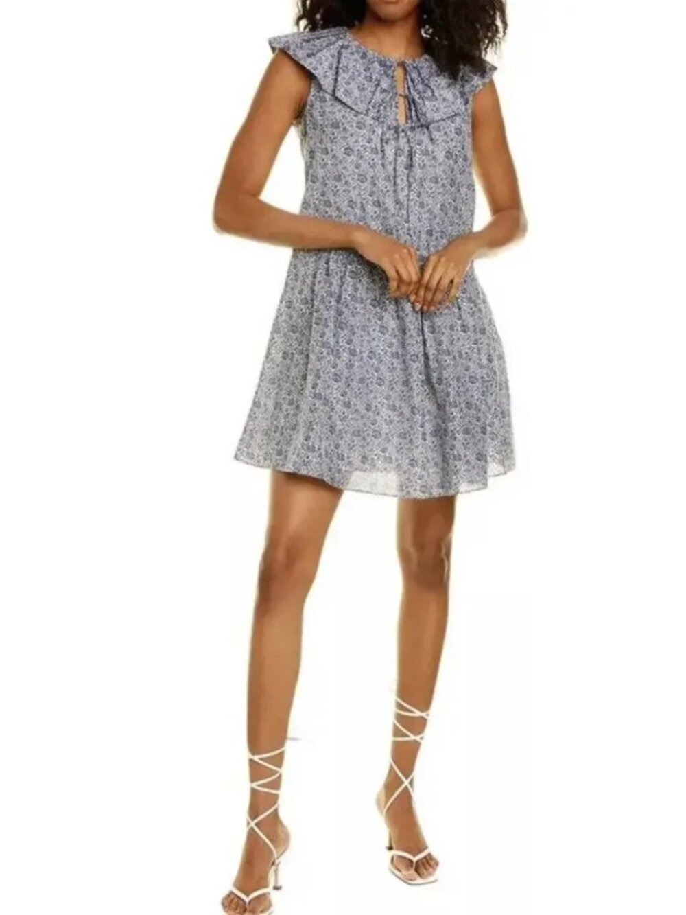 Rebecca Taylor Nouveau Mini Dress in Blue Dainty Vine Floral Print size M NWOT